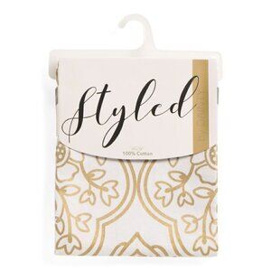 STYLED BY DAINTY HOME Palace Metallic Cotton Shower Curtain WHITE/GOLD | 70x72